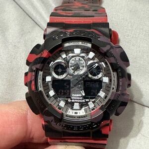 Casio G-Shock Black and Red Watch camo